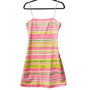 y2k Nine West preppy pink green striped mini Dress size 6